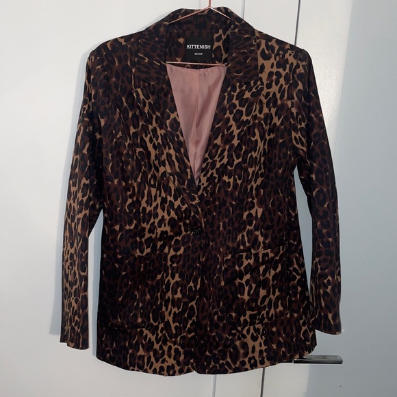 KITTENISH LEOPARD PRINT SINGLE BUTTON JACKET SZ MEDIUM - Picture 5 of 5